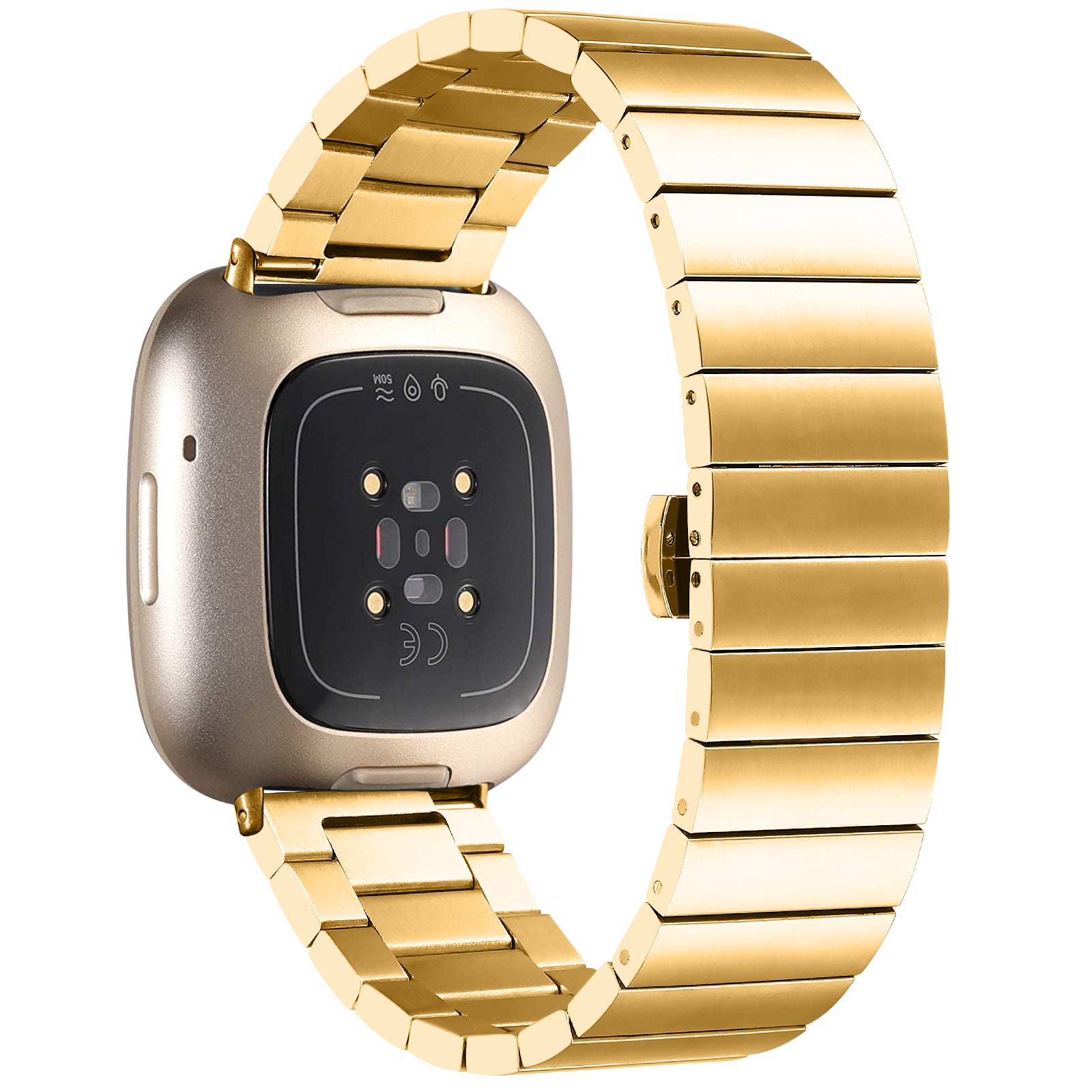 For Fitbit Versa 4 Sense 2 Stainless Steel Watch Band Butterfly Buckle Replacement Strap For Fitbit Versa 4 Sense 2 Stainless Steel Watch Band Butterfly Buckle Replacement Strap